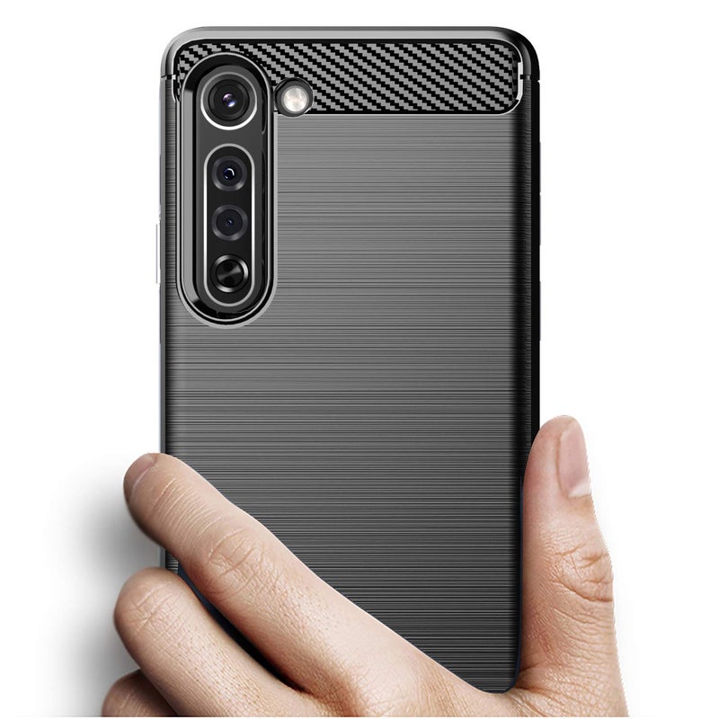 Osophter غطاء Osophter لهاتف Moto Edge 5G مع واقي شاشة امتصاص الصدمات مرن من TPU مطاطي واقي للهاتف المحمول لهاتف Motorola Moto Edge 5G (أسود) - Image 3